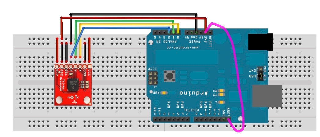 Accelerometer - Arduino - wiring diagram
