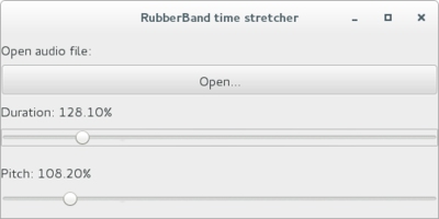 User interfact to control tempo/pitch of audio in Java. It uses RubberBand, a high quality time-stretcher library implemented in C++, called via JNI.