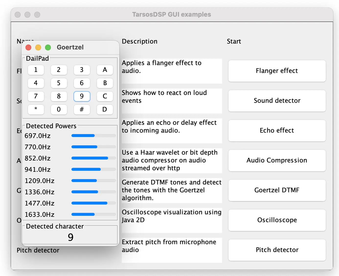 Examples of TarsosDSP