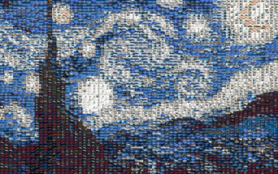 The Starry Night, by Van Ghogh in Mosaic as created by the mosaic webapplication.