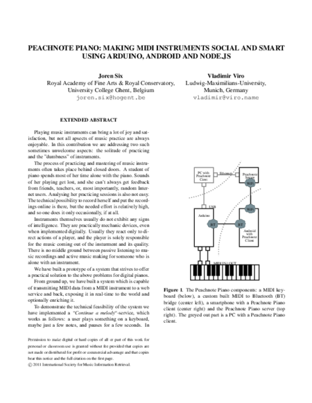 Download 'Peachnote Piano: Making MIDI instruments social and smart using Arduino, Android and Nodejs'