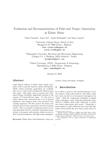 Download 'Evaluation and Recommendation of Pulse and Tempo Annotation in Ethnic Music'