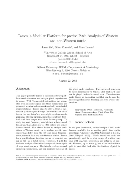 Download 'Tarsos, a modular platform for precise pitch analysis of western and non-western music'