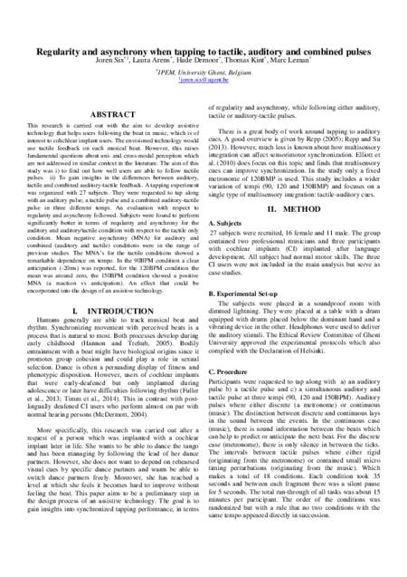 Download 'Regularity and asynchrony when tapping to tactile, auditory and combined pulses'