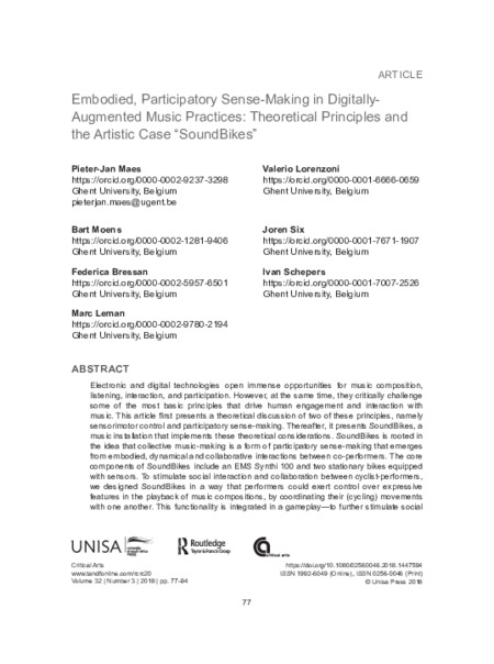 Download 'Embodied, Participatory Sense-Making in Digitally-Augmented Music Practices: Theoretical Principles and the Artistic Case “SoundBikes”'
