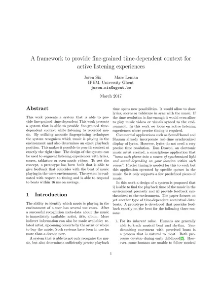 First page of A framework to provide fine-grained time-dependent context for active listening experiences