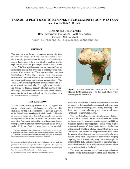 First page of Tarsos – a Platform to Explore Pitch Scales in Non-Western and Western Music