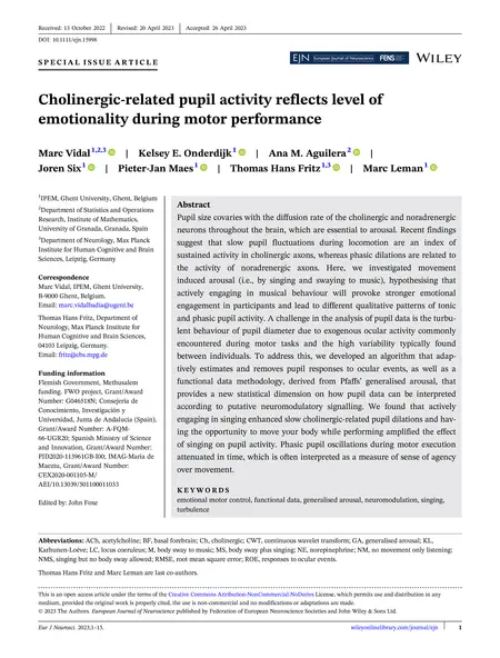 First page of Cholinergic-related pupil activity reflects level of emotionality during motor performance