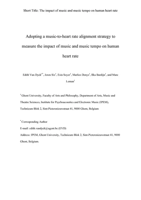 First page of Adopting a music-to-heart rate alignment strategy to measure the impact of music and music tempo on human heart rate