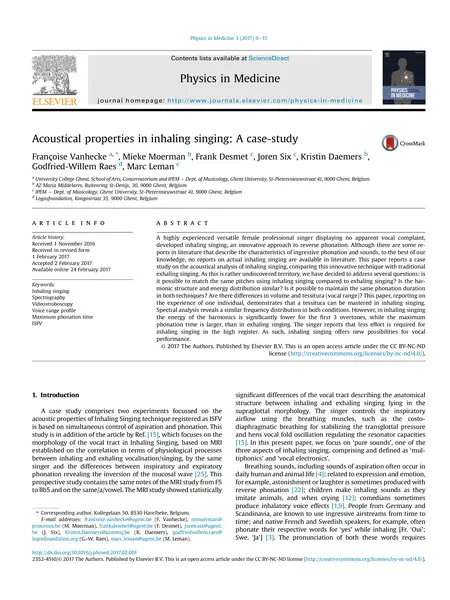 First page of Acoustical properties in Inhaling Singing: a case-study